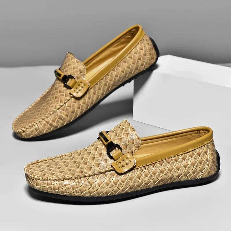 Módní kožené pánské ležérní boty prodyšné nazouvací společenské boty vysoce kvalitní mokasíny lehké řidičské boty zapatos hombre