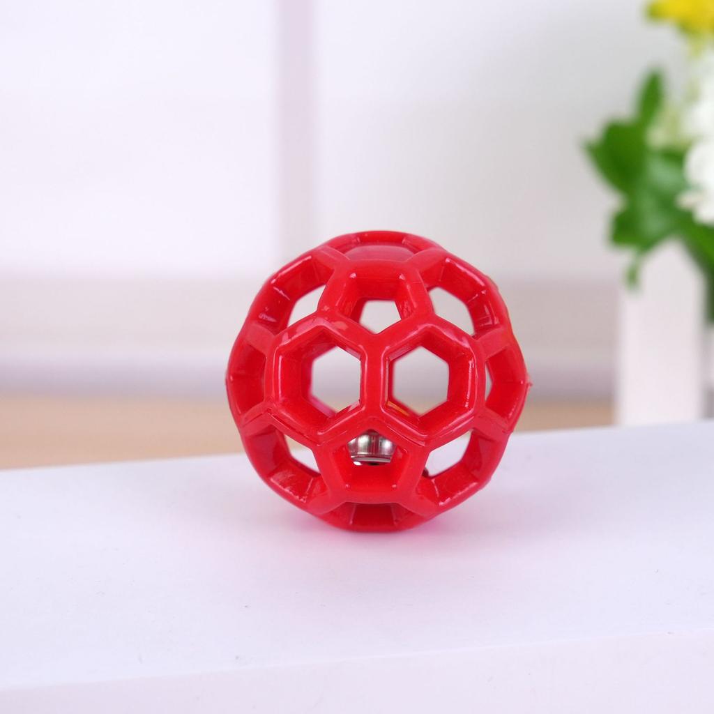 Durable Hollow Rubber Pet Chew Ball with Bell Sound Dog Cat Teeth Cleaning Toy Interactive Play Toy for Small Medium Pets