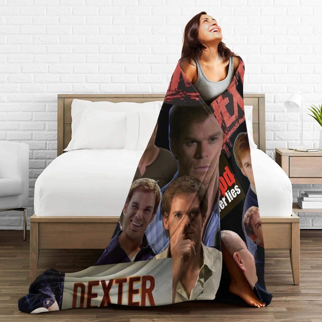 Dexter Morgan Blood Never Lies Knitted Blankets Flannel  Lightweight Thin Throw Blanket for Bedroom Sofa Bedspread