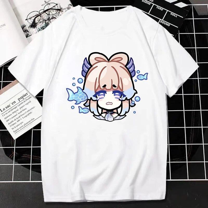 Genshin Impact TShirt Kawaii Games Character Cartoon Graphic Tops Women Harajuku Fashion Streetwear Casual Oversized Camisetas