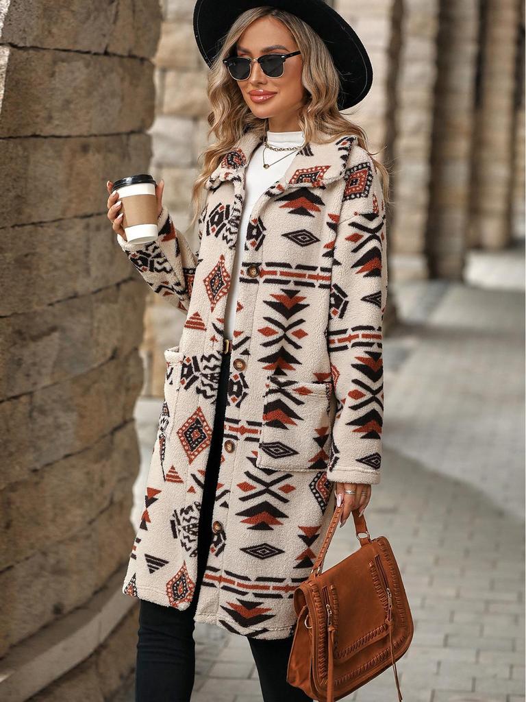 2023 Velvet Ethnic-Style Single-Breasted Long Plush Coat for Women - Autumn/Winter European & American Fashion