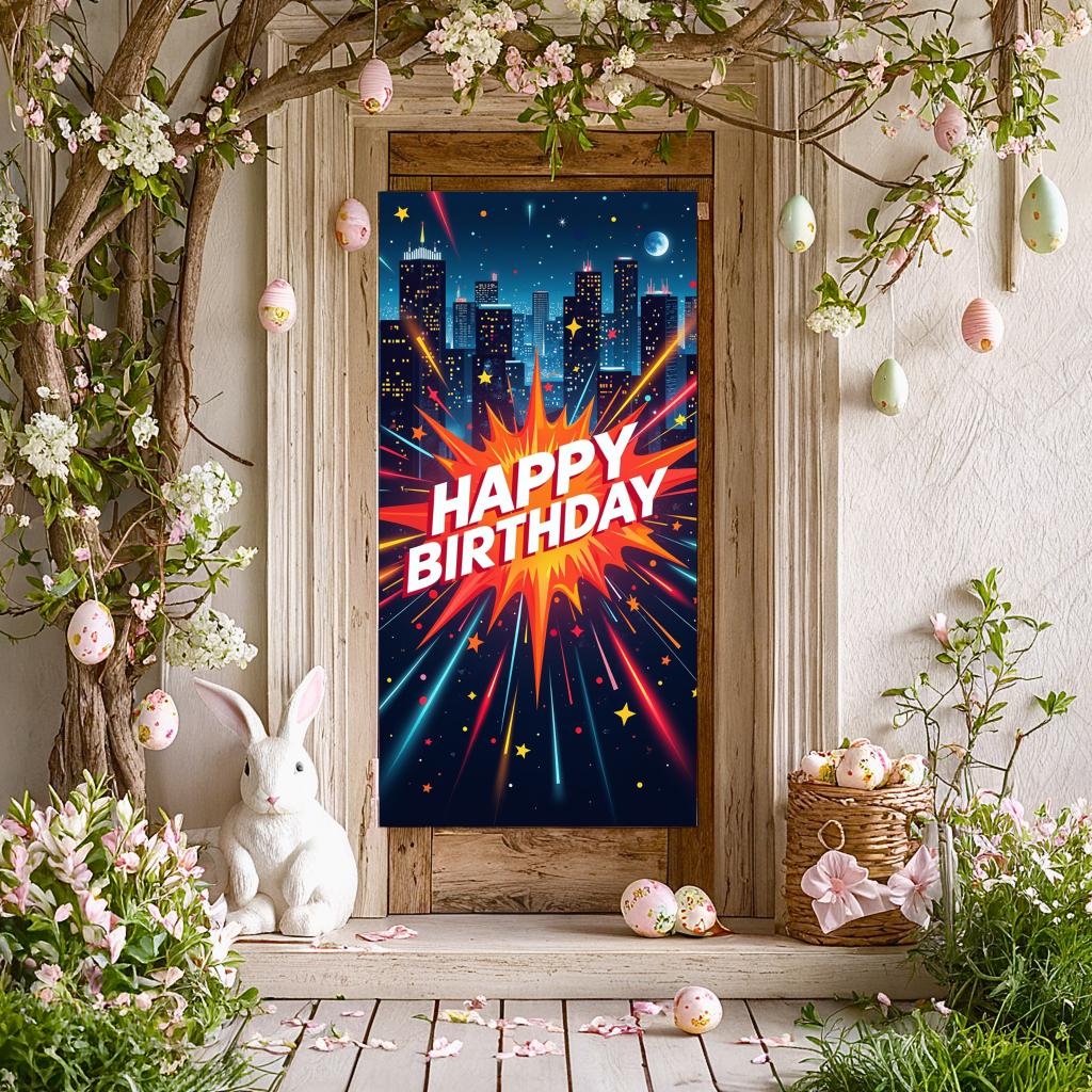 Festive Wall Poster Event Setting Birthday Backdrop For Gathering Festivity Indoor