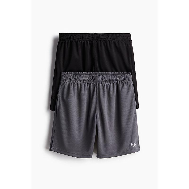 

[H & M Move Drymove™] Men s Shorts 2 Pack Summer Mesh Fitness Sweat pants 1200113 Dark gray/Black 165/72(XS)