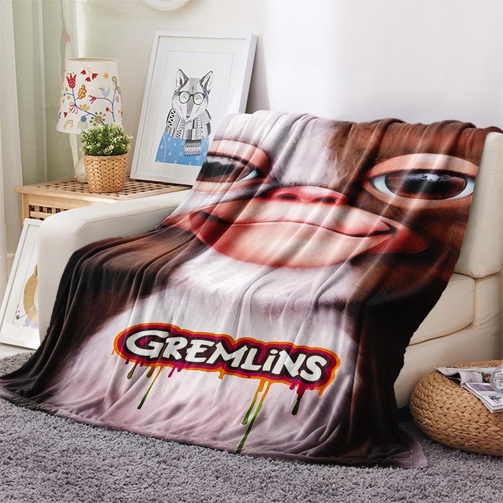 1PC Gremlins Print Flannel Blanket, High quality All Seasons, Home Decor, Warmth and Comfort, Perfect for Christmas Gifts