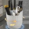 Rotating Utensil Holder Multiple Compartments Plastic Kitchen Counter Knife Chopstick Rack
