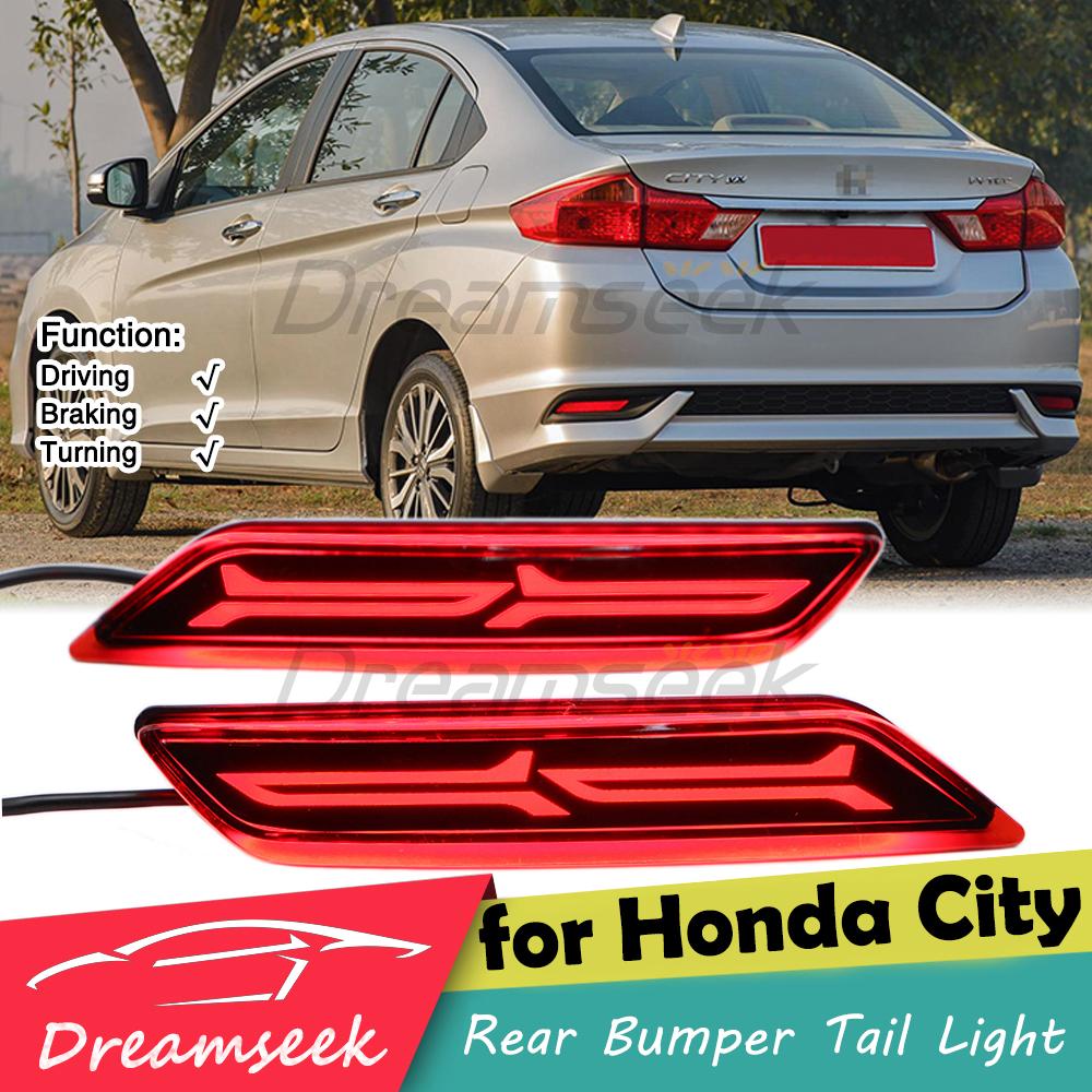 Red LED Reflector Rear Bumper Tail Light For Honda City 2017 2018  Driving Stop Brake Lamp with Turn Signal 3 Function