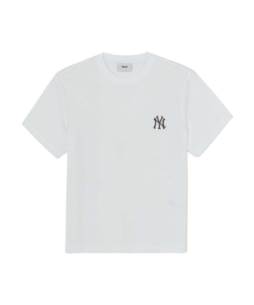 Emelbi Basic Small Logo Semi-Oversized Short Sleeve T-Shirt Ny (White)