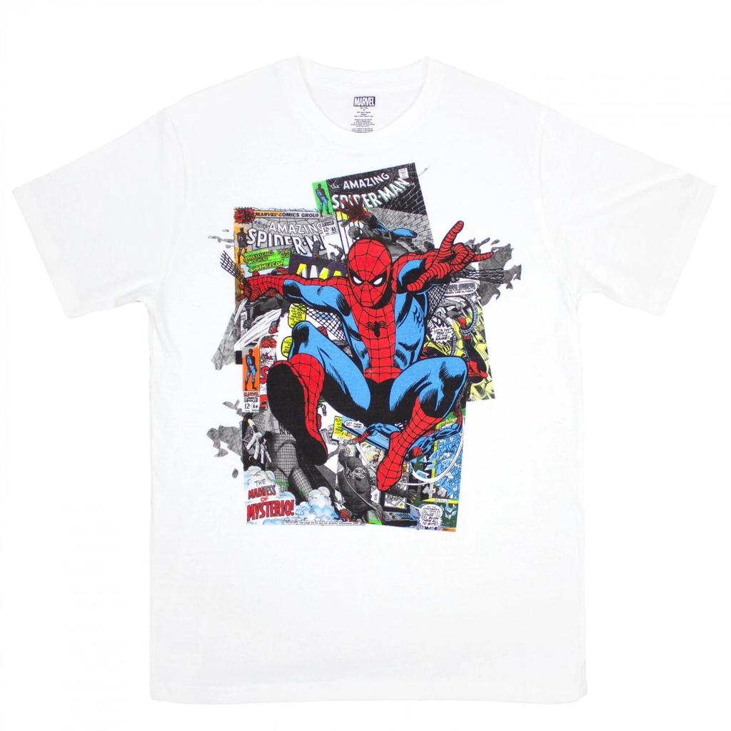 Marvel Mens The Amazing Spider-Man Vintage Collage White Shirt NWT XL