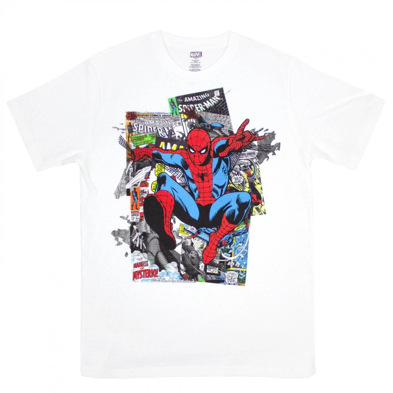 Marvel Mens The Amazing Spider-Man Vintage Collage White Shirt NWT XL 4XL