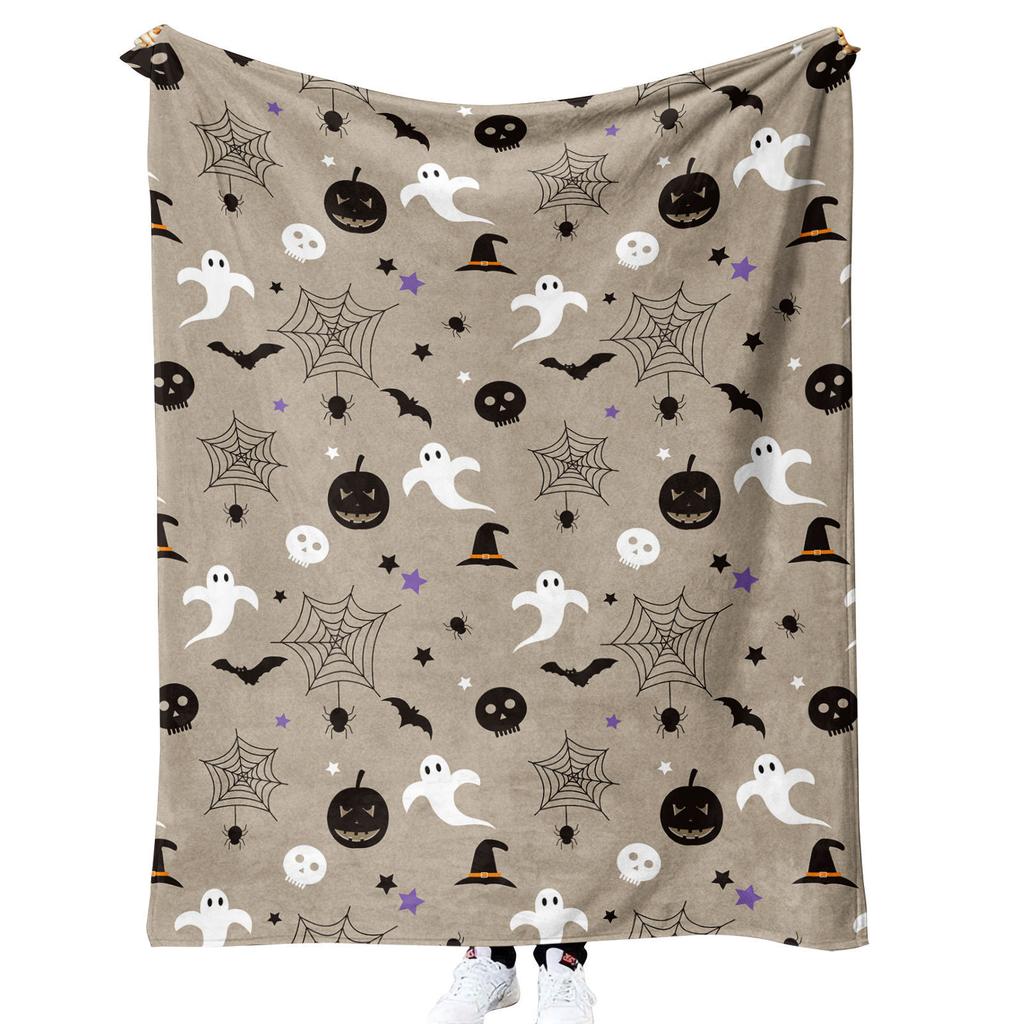 Halloween Pumpkin Design digitalprinted polyester Bedroom velvet flannel soft sofa cover blanket Fleece soft sofa cover