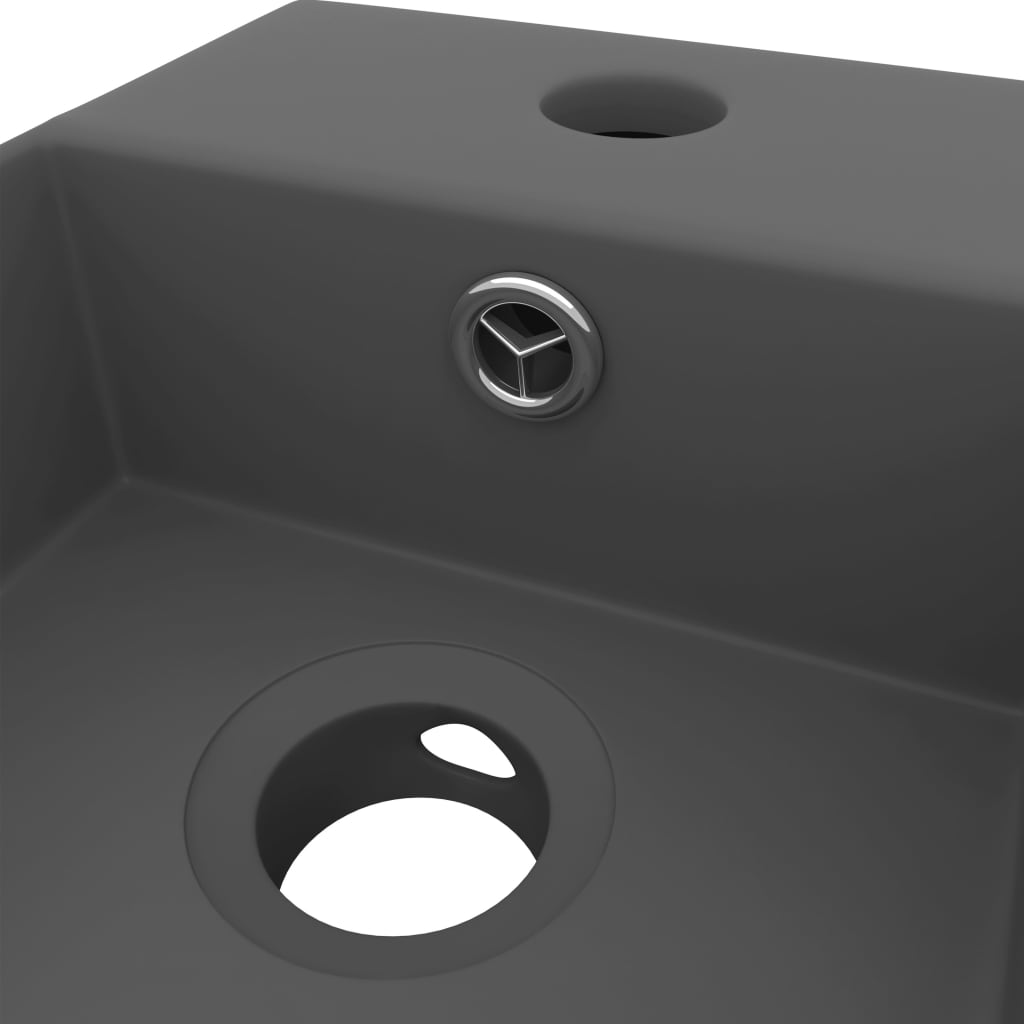 Bathroom Wash Basin with Overflow Ceramic Dark Grey