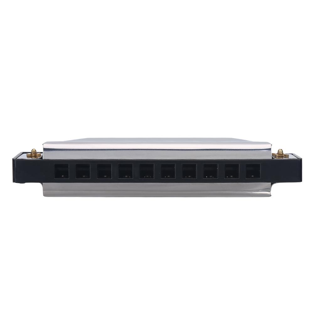 10 Hole Metal Harmonica Children Toy Blue Rock Jazz Folk Harmonicas Sliver