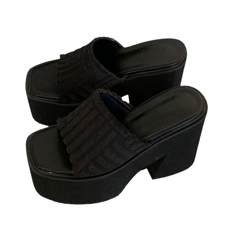 11CM Slope Heel Super High Heel Waterproof Table Muffin Thick-soled Fish Mouth Sandals Summer New Small Height-increasing Slippers Women