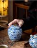Ru Ware Blue & White Ceramic Tea Caddy: Moisture-Proof Chinese Style Sealed Storage for High-Grade Green, White, and Pu'er Tea.