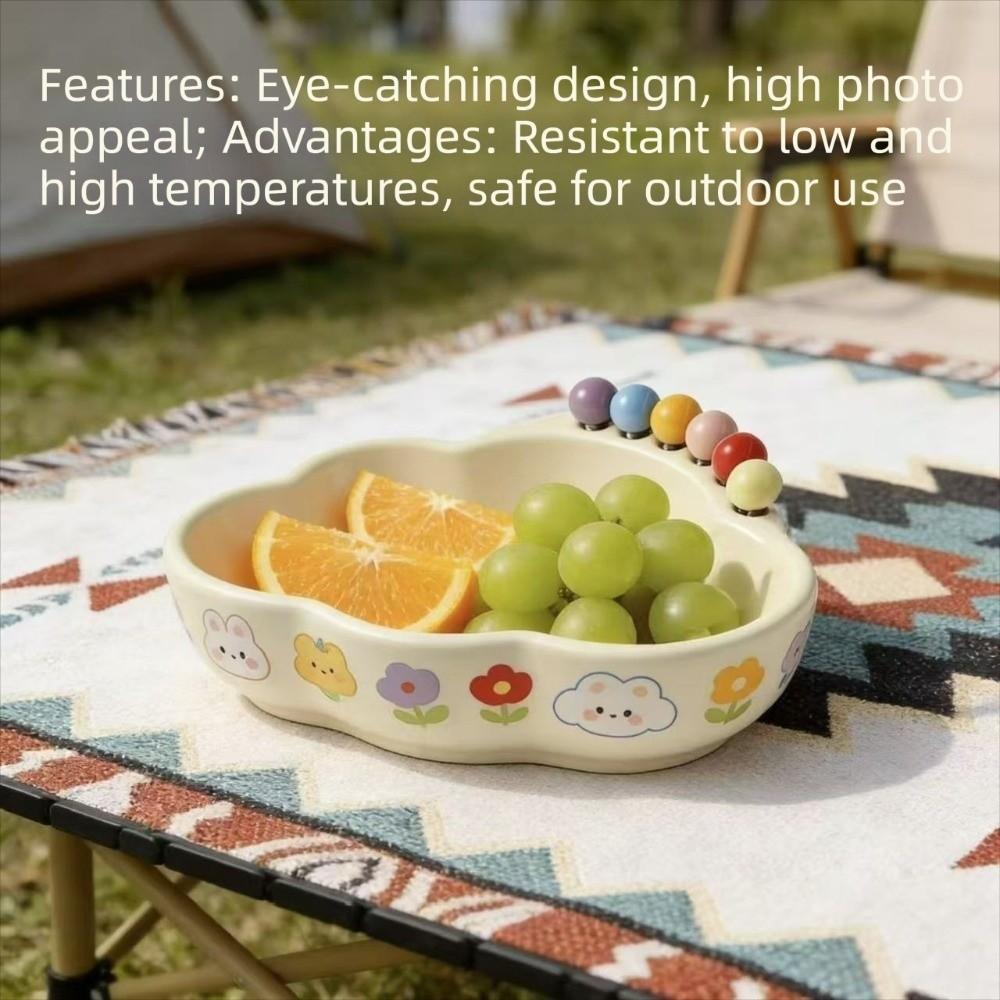 Cloud Shape Fruit Storage Tray Plastic Colored Beads Decor Fruit Bowl Large Capacity Snack Plate