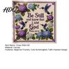 Stamped Cross Stitch Fabric Hummingbird Hydrangea Embroidery Kit Garden Faith DIY Kit Easy for Beginners with Psalm Fabric Beginner Hand Craft