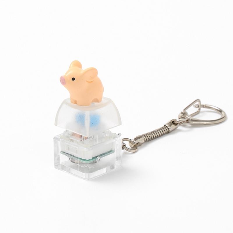 Animal Keyboard Fidget Keychain Finger Button Clicker Decompression Toy With Colorful Lights