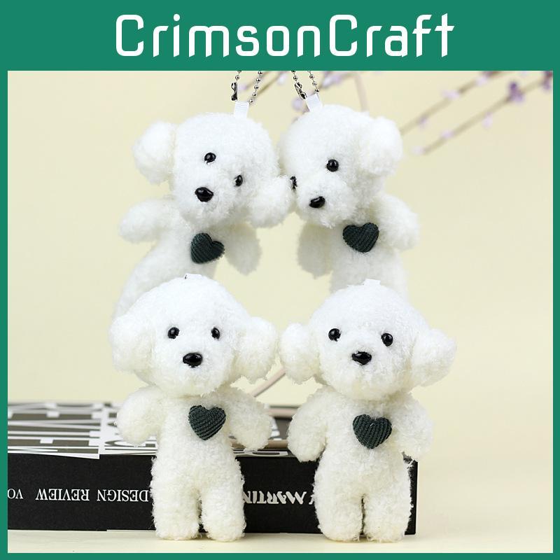 Cute Miniature Teddy Dog Plush Keyring Stuffed Poodle Toy Heart-shaped Puppy