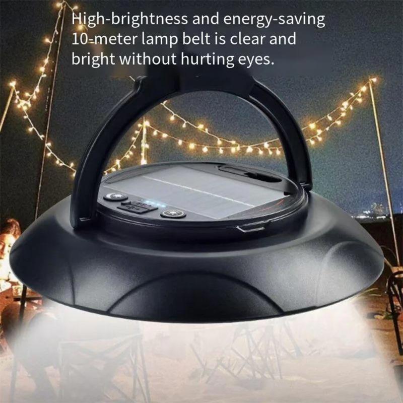Solar Camping Lantern Rechargeable LED Light 4000mAh USB Portable Outdoor Emergency Light for Night Use Power Outage Survival
