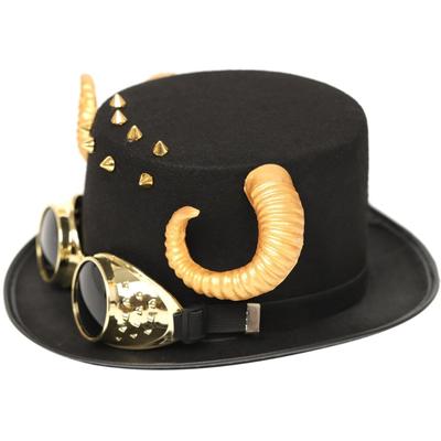 Steampunk Top Hat One Size Wool Victorian Hat with Goggles Unisex Costume Top Hats Gothic Hippies Caps Halloween Props