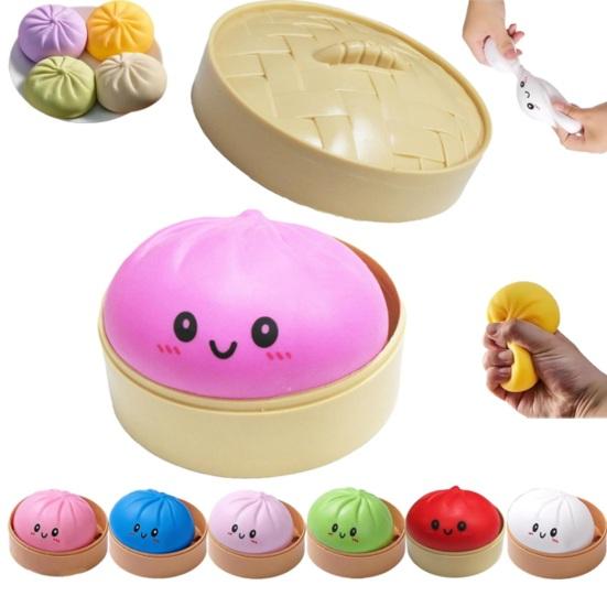 BBQ Pork Bun Squeeze Toy Soft Sensory Fidget for Stress Relief Non-Sticky Slow-Rising Easter Gift for Kids Adults Anxiety Relief Decompression Gadget
