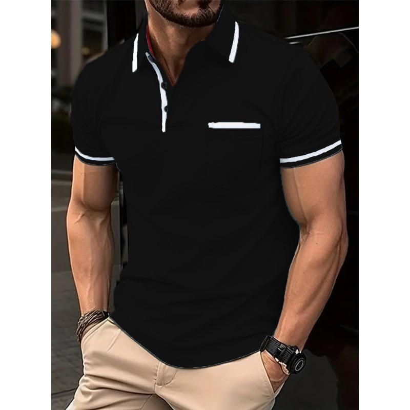 European and American Summer Polo Shirt Button Pocket Men's Sports Polo Shirt