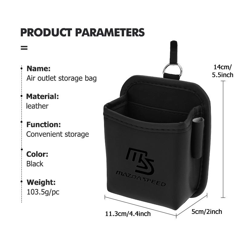Leather Air Vent Storage Bag Car Anti-Scratch Phone Key Holder Pouch For Mazda MX-5 CX30 RX8 MX5 BK BL 5 CR CW 6 II GH CX-7 ER