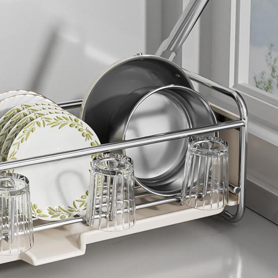 Dish Drain Rack Sponge Holder Large Capacity Strong Load-bearing Multi-purpose Sink