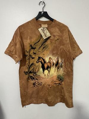 Vintage tričko s koněm Pánské Velké The Mountain Západní kovboj Příroda Nové Unisex tričko