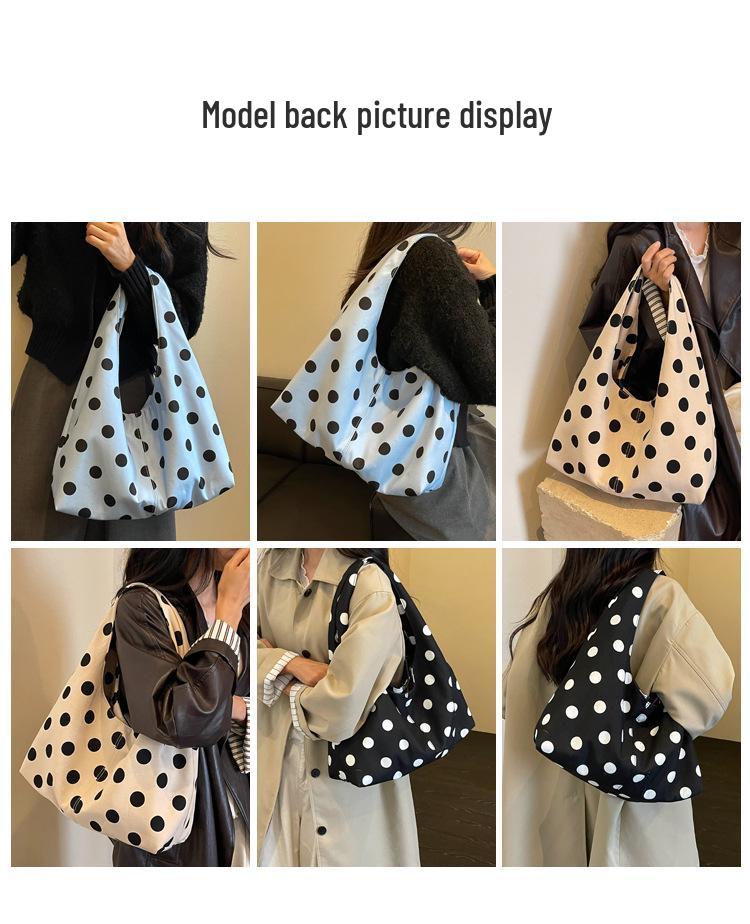 Niche Polka Dot Women's Single Shoulder Bag, Versatile Color Block Design, Large-Capacity Korean Style Underarm Bag