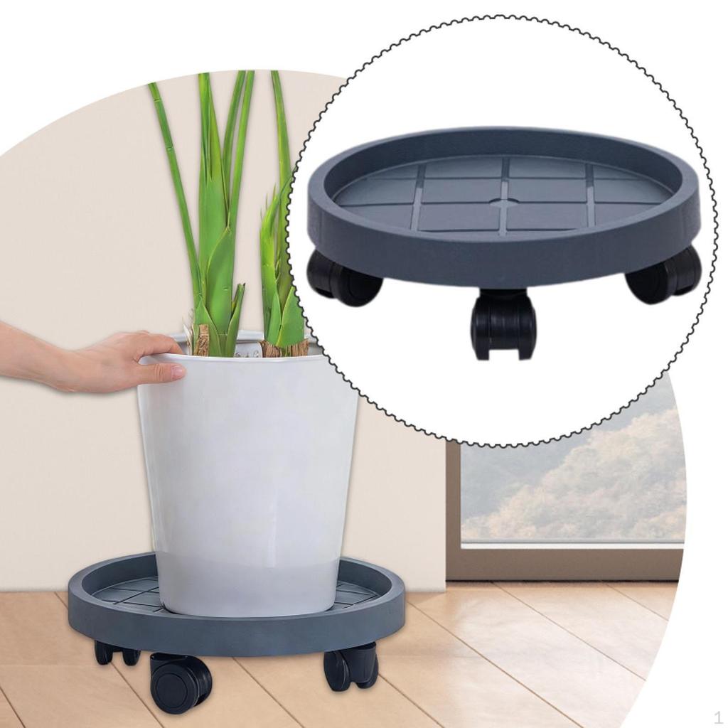 Movable Plantpot Tray Rolling Planter Stand with Wheels Pp Material Breathable Base Sturdy Structure