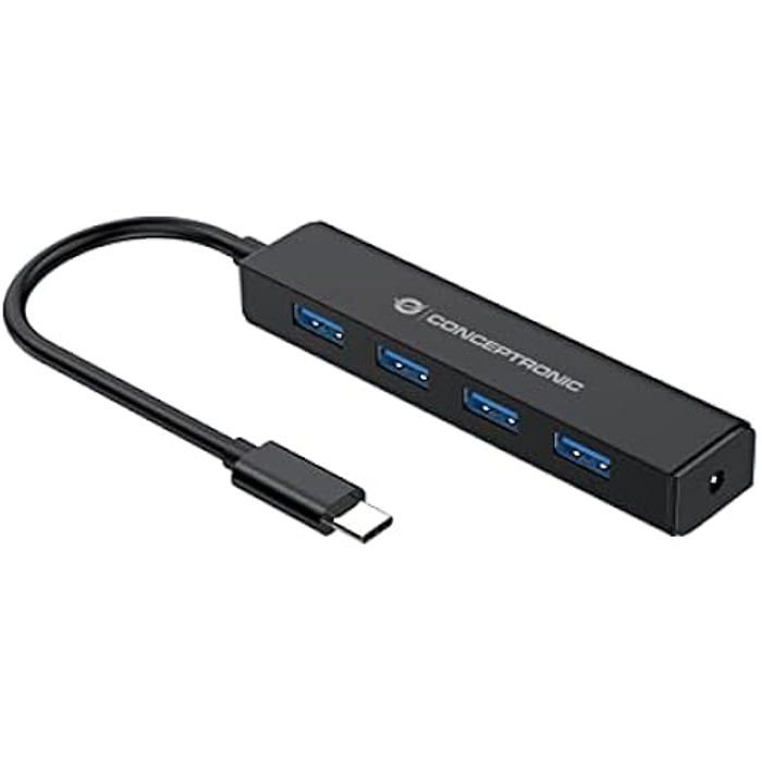 Concentrateur USB 3.0 4 Ports - CONCEPTRONIC - CTC4USB3 - Noir - 4x USB 3.0 - 1x USB-C