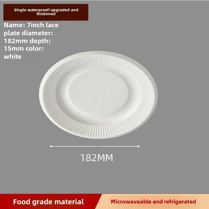 Disposable Paper Plate Halloween Birthday Party Decoration Sugarcane Pulp Disk,Picnic Party Food Plate 6 " 7" 8 " 50Pcs White