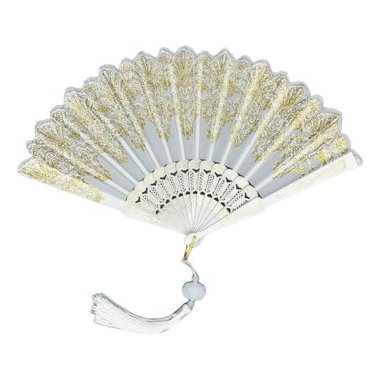 Retro Style Fan Wing Chun Dance Fan 45cm Unfolding Width Fan with Weighted Tassels Stable Rotation Stage Performance Fan
