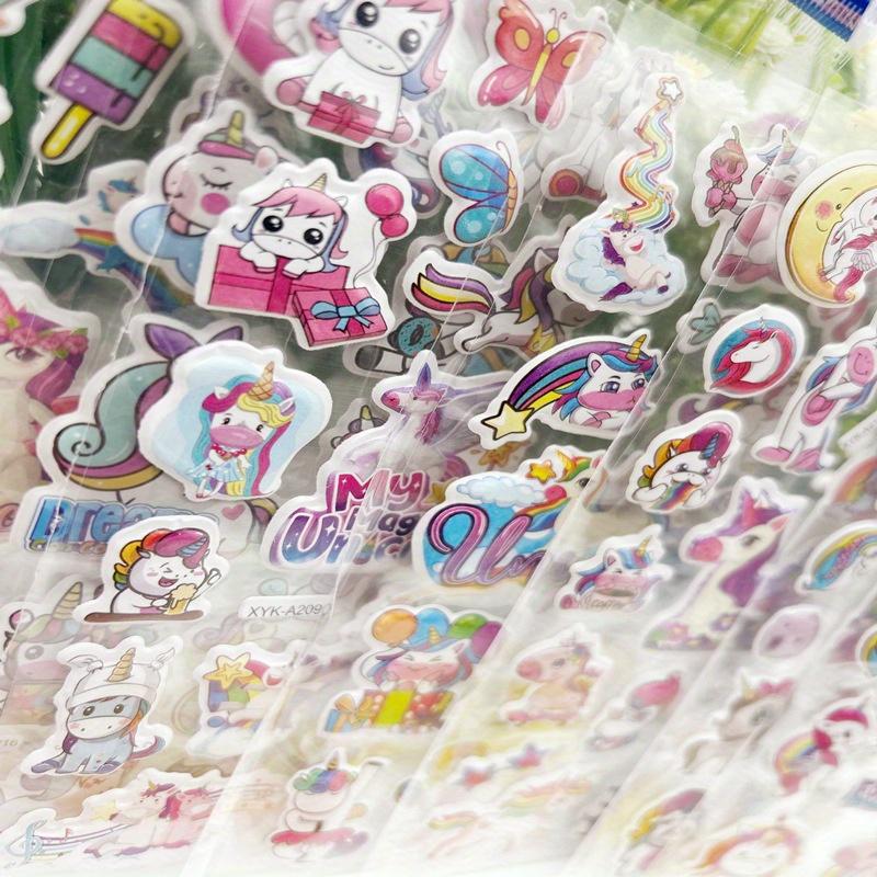 8sheets/pack Cute Unicorn 3D Bubble- stickers suitable for scrapbooks, and DIY scenes using, reward gifts, birthday gift sticker