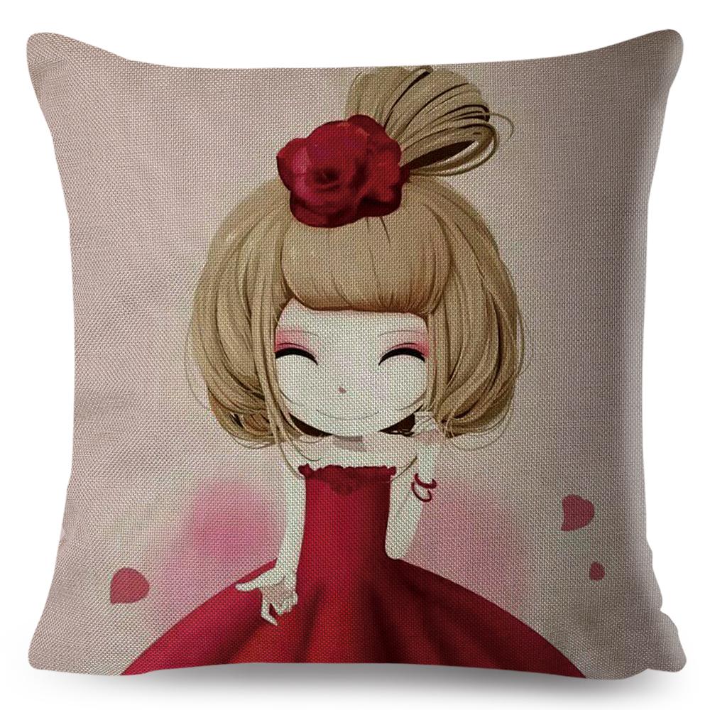 Dreamy Scene Illustrated Cushion Cover Umbrella Flower Soft Background Art Print Soft Square Pillow Modern Home Decor xcm