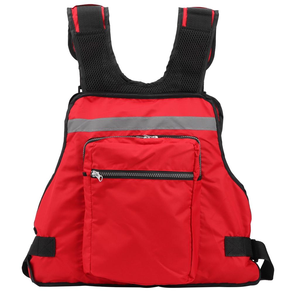 Portable Adult Floating Vest Fishing Waistcoat Multi Pocket Life Jacket Accessory(red )