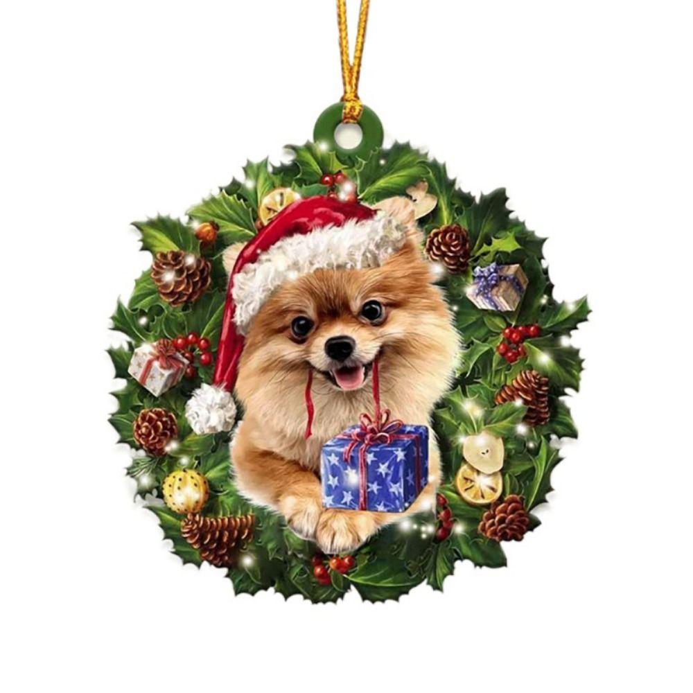 2D Weihnachtshund Acryl Anhänger Hängender Acryl Weihnachtsbaum Anhänger 8cm Dekorative Weihnachtshunde Schmuckstück Fenster