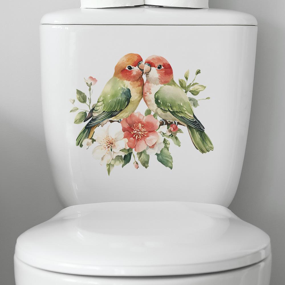 Couple Branches Birds Flowers Bathroom Toilet and Home Beautification Stickers