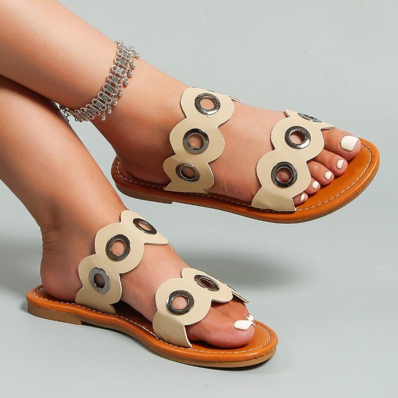 Women's Slippers Round Toe Open Toe Anti-Slip Flat with Solid Color Slip-On Outdoor Casual Comfortable Women Slippers