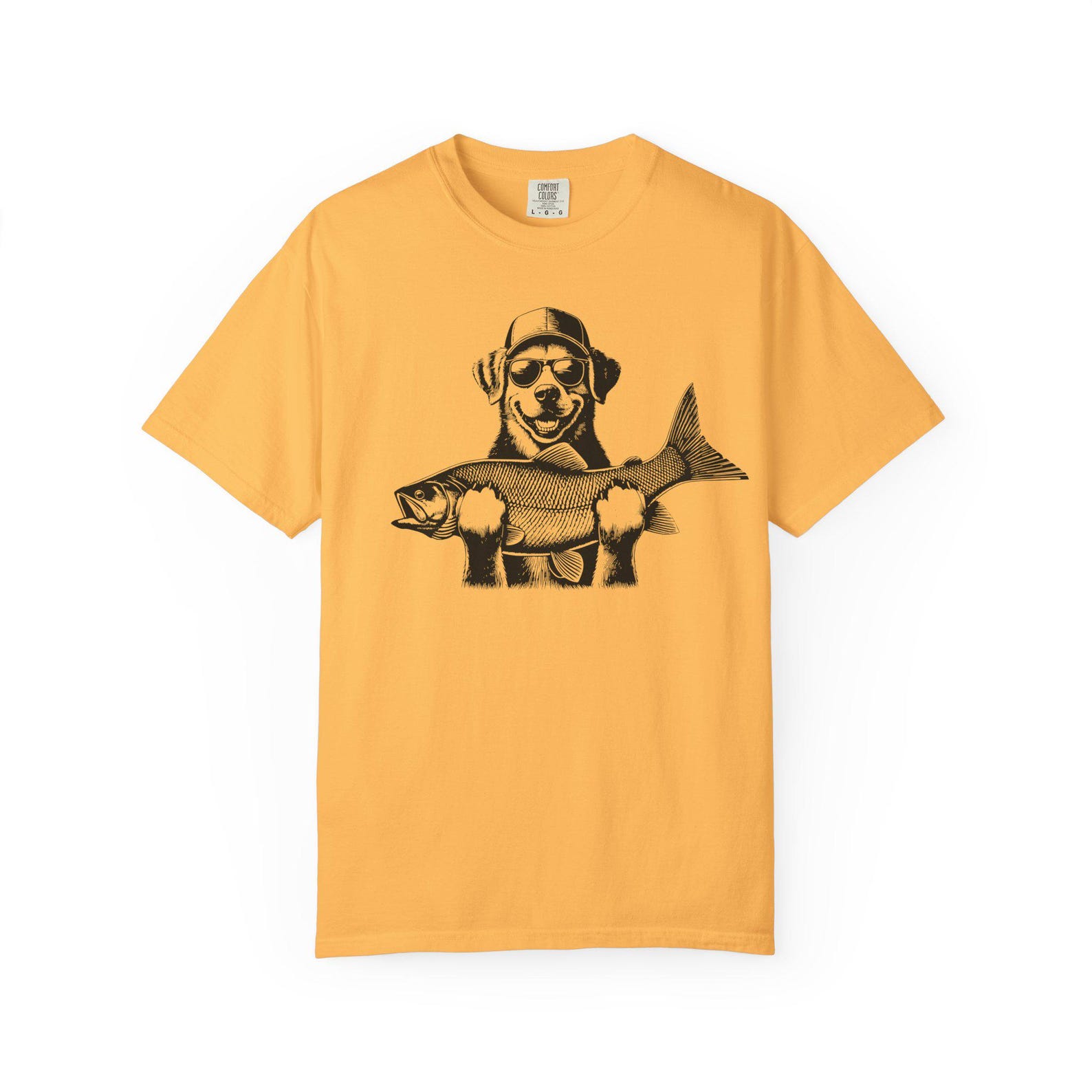 Funny Dog Fishing T-Shirt: Comfort Colors Angler Humor Tee S