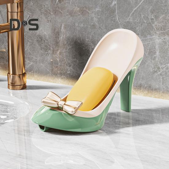 Shower Soap Holder with Suction Cup Drain Tray High Stability Creative High Heel Shaped Storage Plate Soap Dish