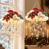 Snowflake Puff Hanging Decoration Lighted LED Felt Christmas Decor Ready to Hang
