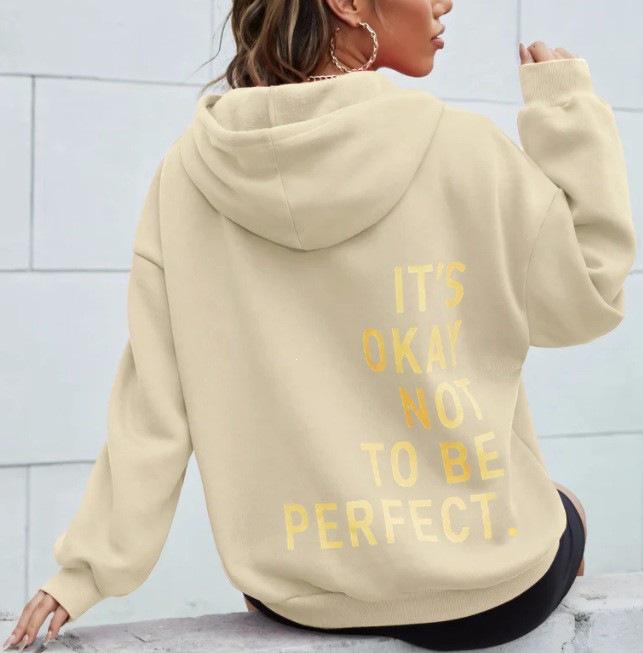 Multi-color Letter Print Casual Women’s Hooded Sweatshirt - Versatile Long Sleeve Pullover, European & American Fashion.