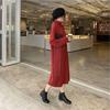 Рождественский красный темперамент приталенный свитер вязаное платье женское осень и зима с пальто длинная юбка