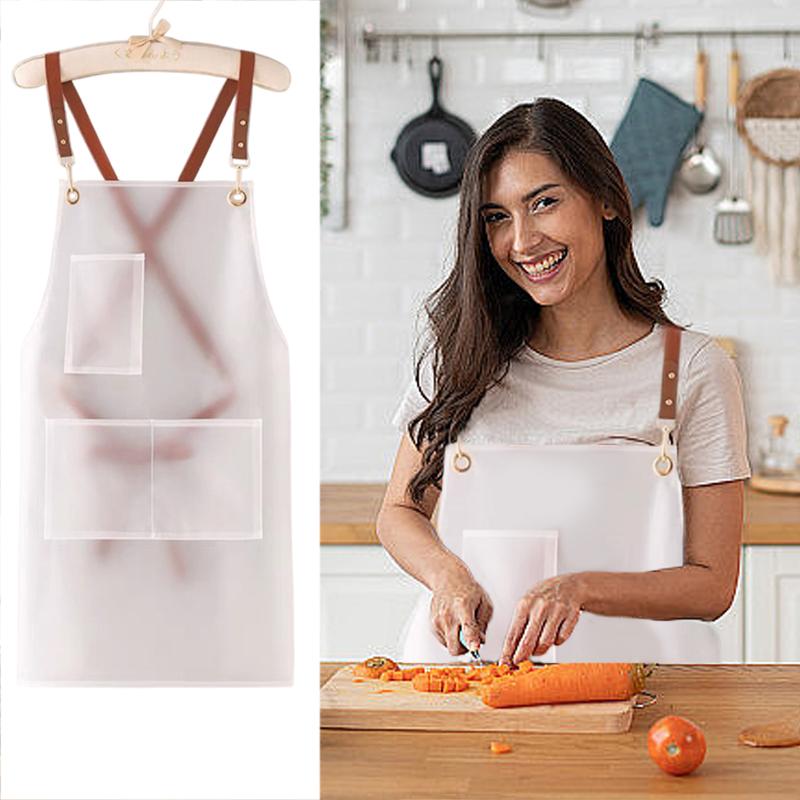 1PC Oil Resistant Durable Easy To Clean Transparent Stain Resistant Waterproof Kitchen Apron