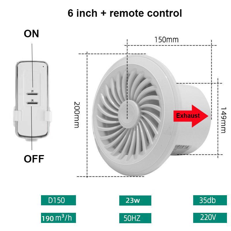 4''6'' Exhaust Fan Adjustable Speed Duct Fan Kitchen Airflow Air Cleaning Fan Ventilator Attic Pipe Ventilation Extractor