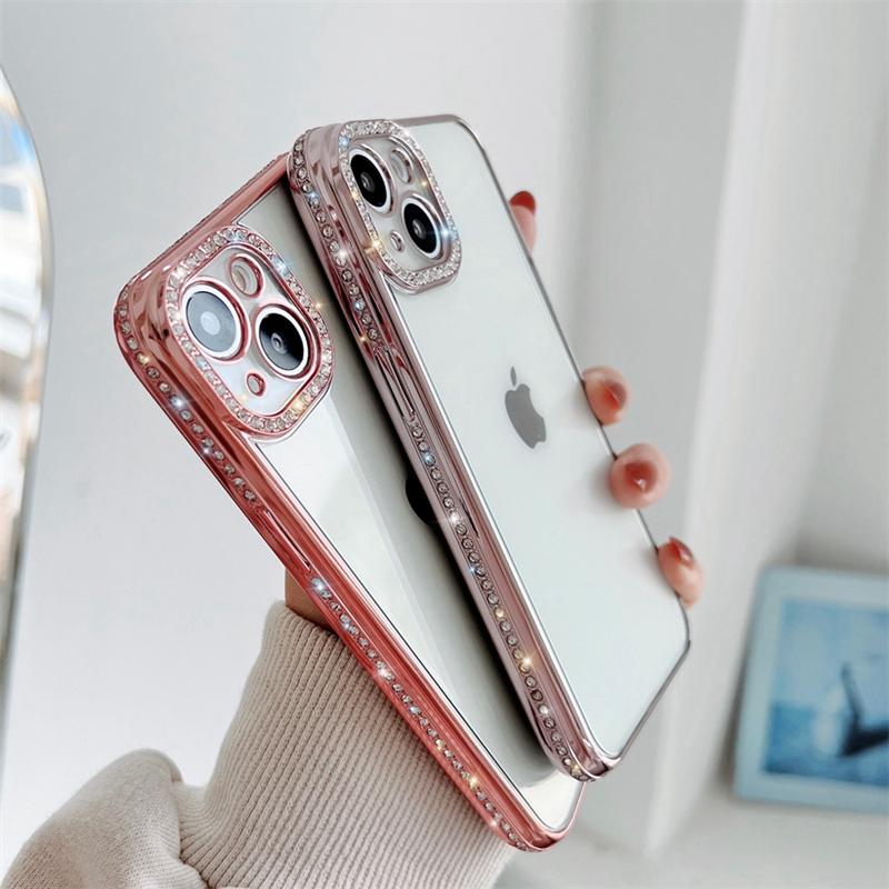 Luxury Diamond Bling Rhinestone Phone Case for iPhone 13 12 Pro Max Glitter Camera Protection Clear Cover for iPhone 13Pro 12Pro