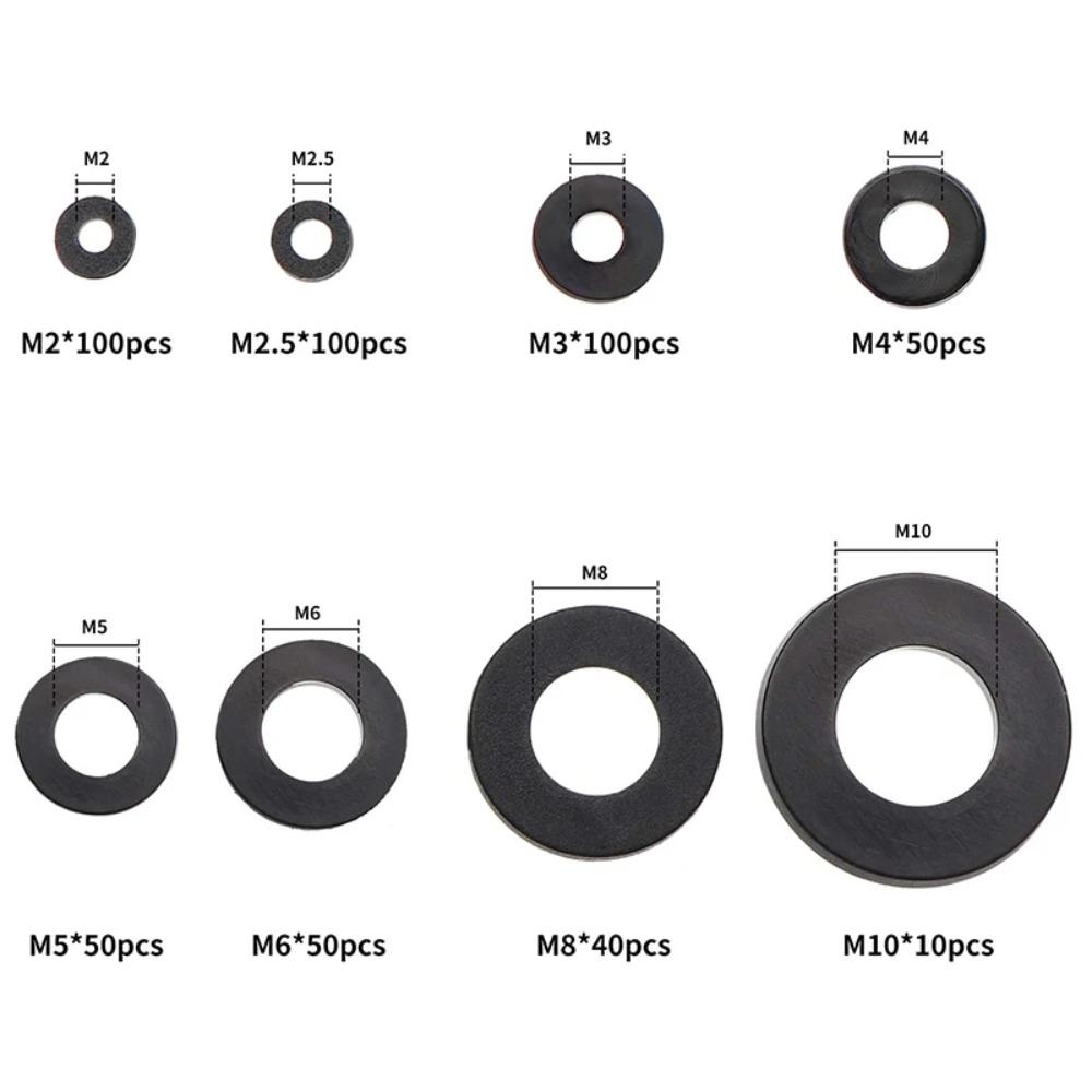 500pcs Flat Nylon Washers Assortment Set with 8 Sizes M2 M2.5 M3 M4 M5 M6 M8 M10 Sealing Safety Plates for Hardware And DIY Proj