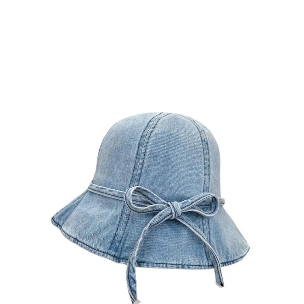 Sweet Face Covering Bow Hat Smiling Face Revealing Face Small Basin Hat Breathable Sun Protection Cowboy Fisherman Hat Summer
